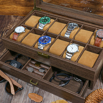 Personalized Wood Watch Box | Custom Engraved 3-6-12 Slot Watch Case | Watch Display Holder Gift for Dad Husband Birthday