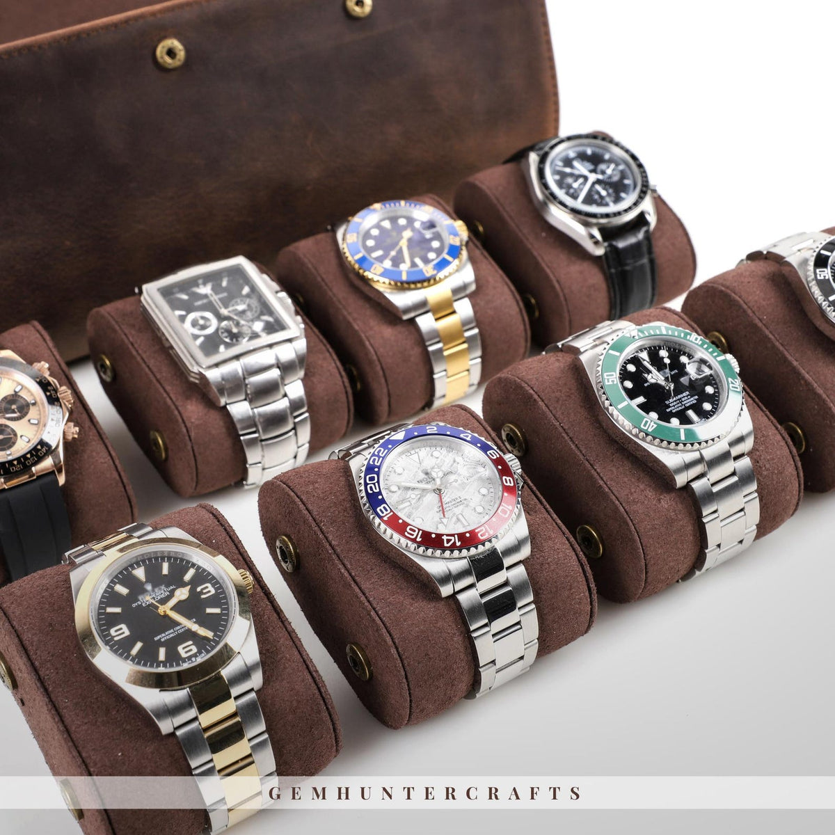 24 Slot Crazy Horse Leather Watch Box – Vintage Display Case