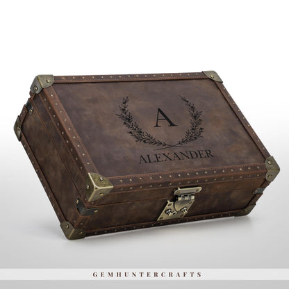 Handmade Crazy Horse Leather Watch Box – 8 Slot, Travel Storage Case