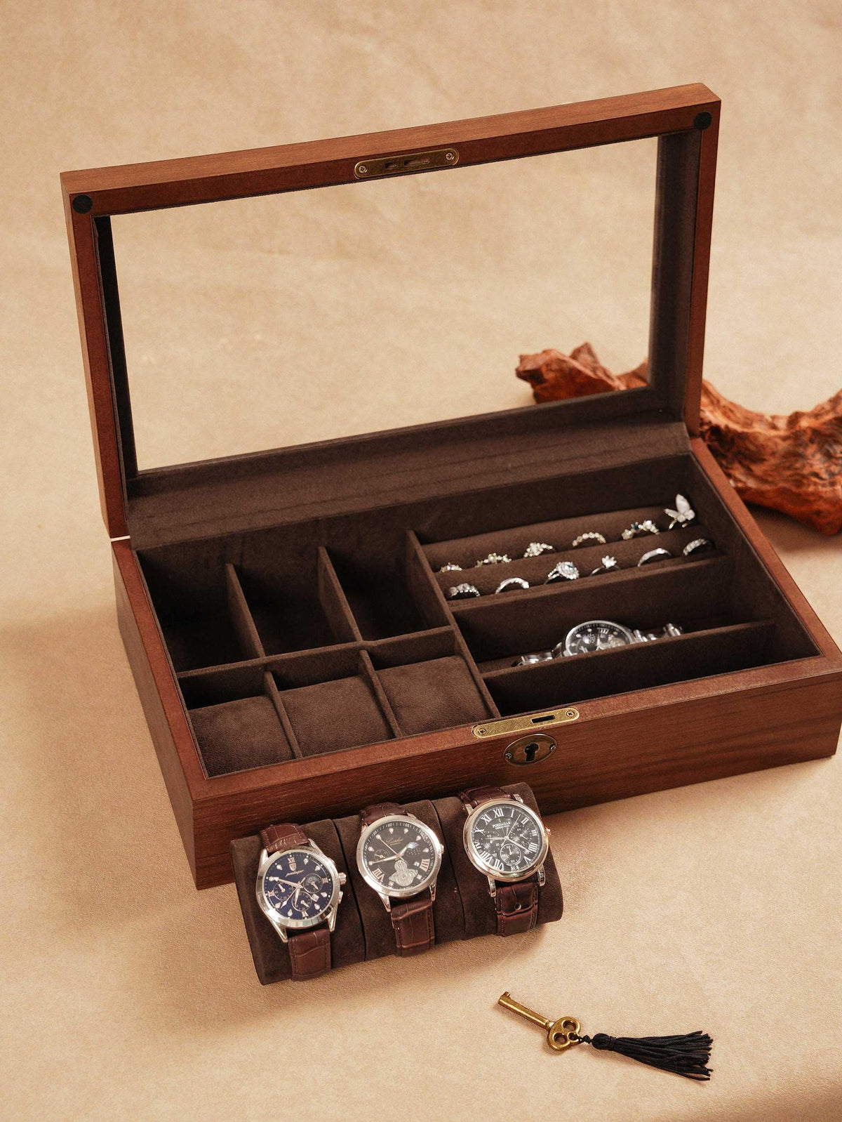 Personalized Watch Box Display, Sunglasses Storage Case, Jewelry Box, Wedding Gift For Groom, Engraved Monogram Watch Box Gift For Christmas