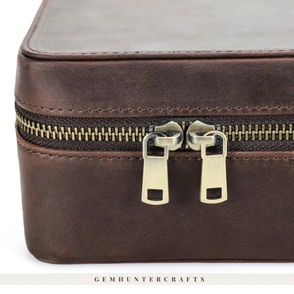 Leather Watch Travel Case – Handmade Jewelry Organizer, Sunglasses Storage