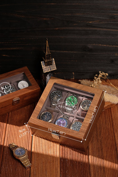 Walnut Watch Box for Men, Mens Watch Organizer,3 slot, 6 slot, Wooden Watch Case, Glass Top Box, Gift for Him,Valentine's Day Gifts