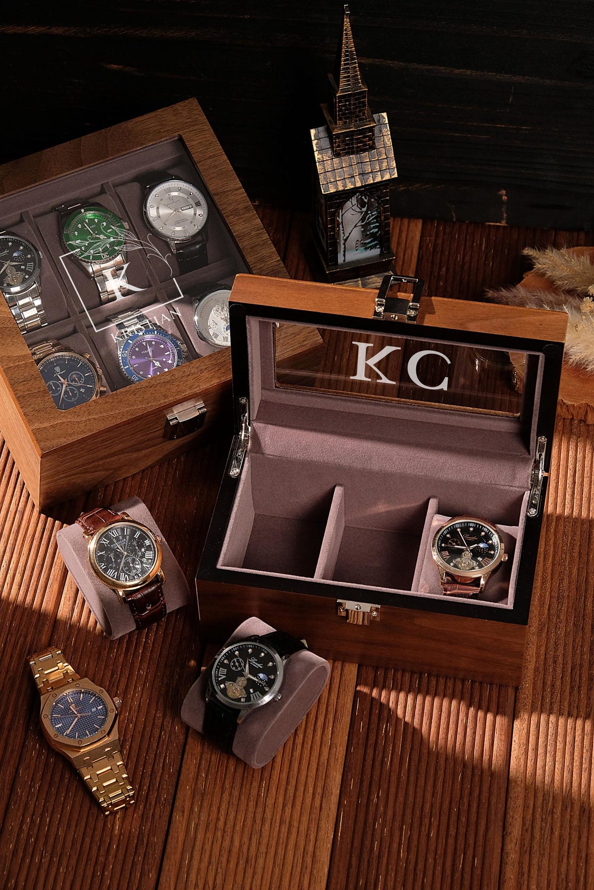 Personalized Watch Storage, Engraved Watch Box for Men,Gift for him,Anniversary Present,Father's Day Gift