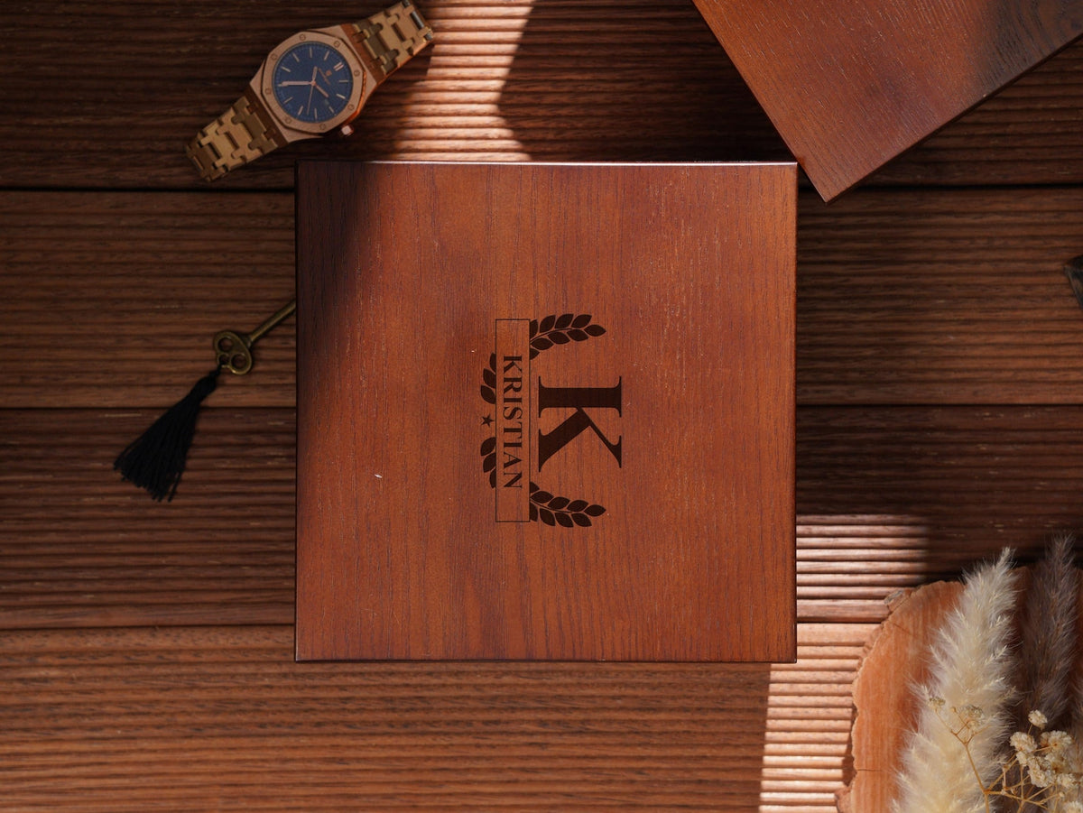 Personalized Wooden Watch Box with Lock & Key, Custom Watch Display Case for Men 6 Slot,Gift for Him,Valentine's Day Gifts