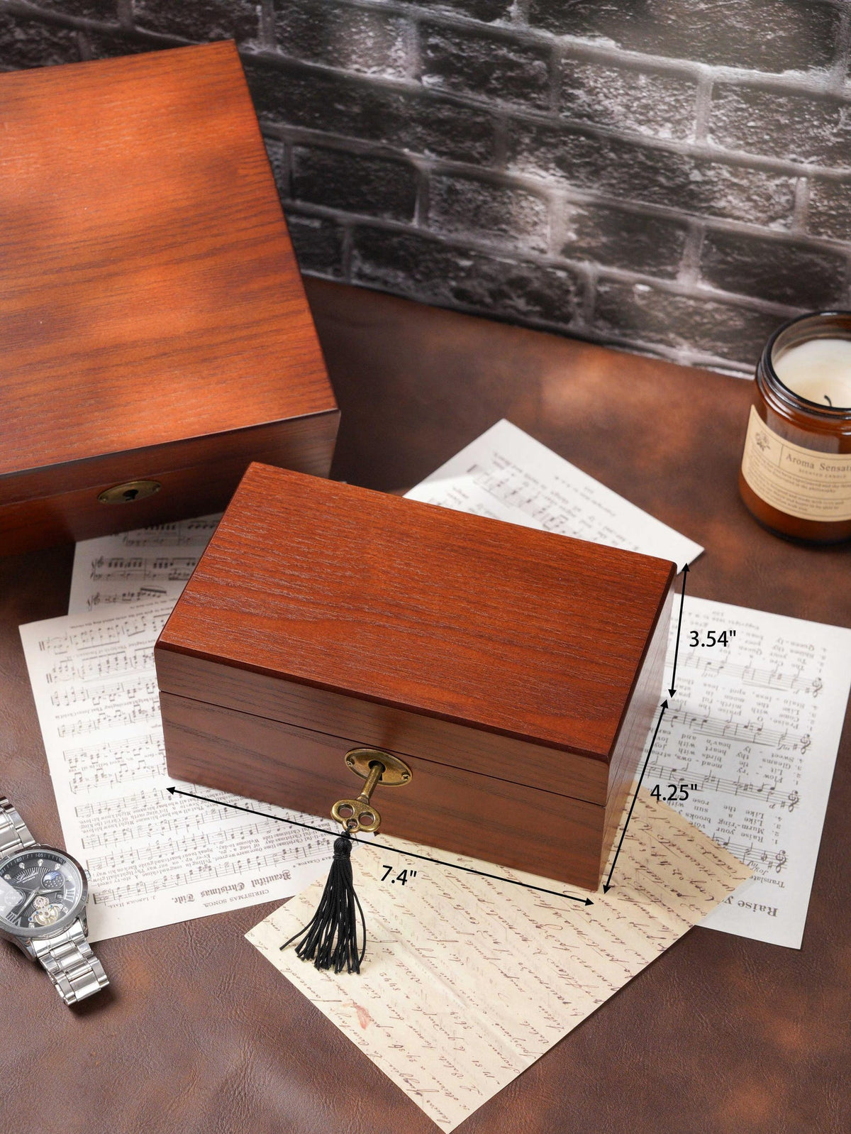 Engraved Wooden Wood Men's Watch Box with Lock & Key: Christmas Gift for him