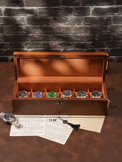 Engraved Wooden Wood Men's Watch Box with Lock & Key: Christmas Gift for him