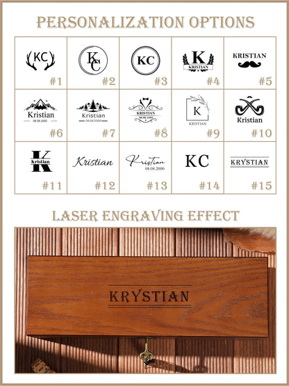 Personalized 6 Slot Wooden Watch Box, Box with Lock & Key, Engraved Gift for Watch Collector Men’s Organizer, Father's Day Gift