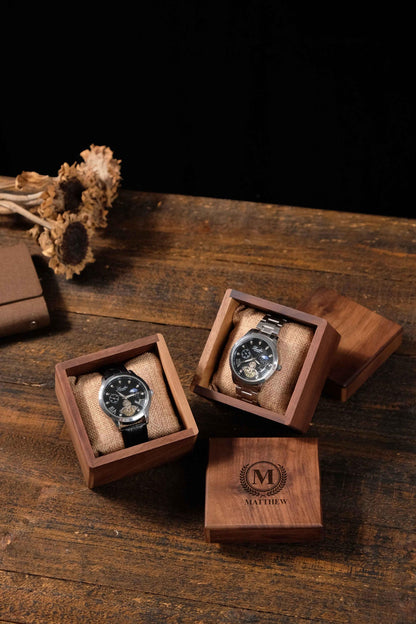 Personalized watch Box, Walnut Wood Watch case, Watch Storage box, Men's Watch Case, groomsmen gifts, Christmas gift, bride groom gifts