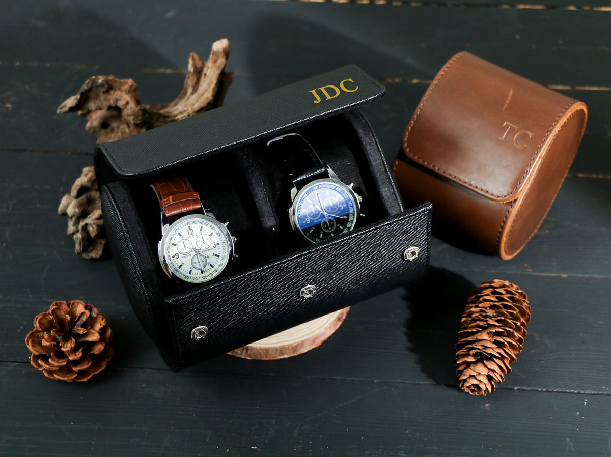 Watch Roll for 3 Watch,Personalized Leather Watch Box,Wedding groomsmen gift,Men Watch Travel Case,Gift for him,Engraved Travel Watch Holder
