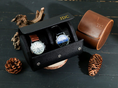 Watch Roll for 3 Watch,Personalized Leather Watch Box,Wedding groomsmen gift,Men Watch Travel Case,Gift for him,Engraved Travel Watch Holder