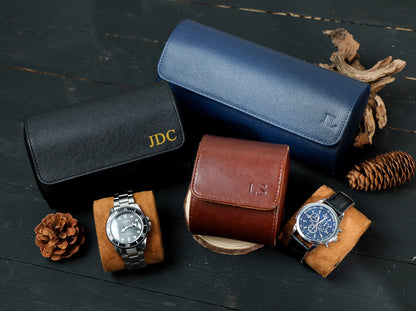 Watch Roll for 3 Watch,Personalized Leather Watch Box,Wedding groomsmen gift,Men Watch Travel Case,Gift for him,Engraved Travel Watch Holder