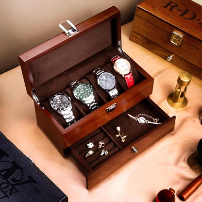 Personalized Wooden Engraved Watch Jewelry Box, Watch Case for Men, Anniversary Gift for Husband, Boyfriend