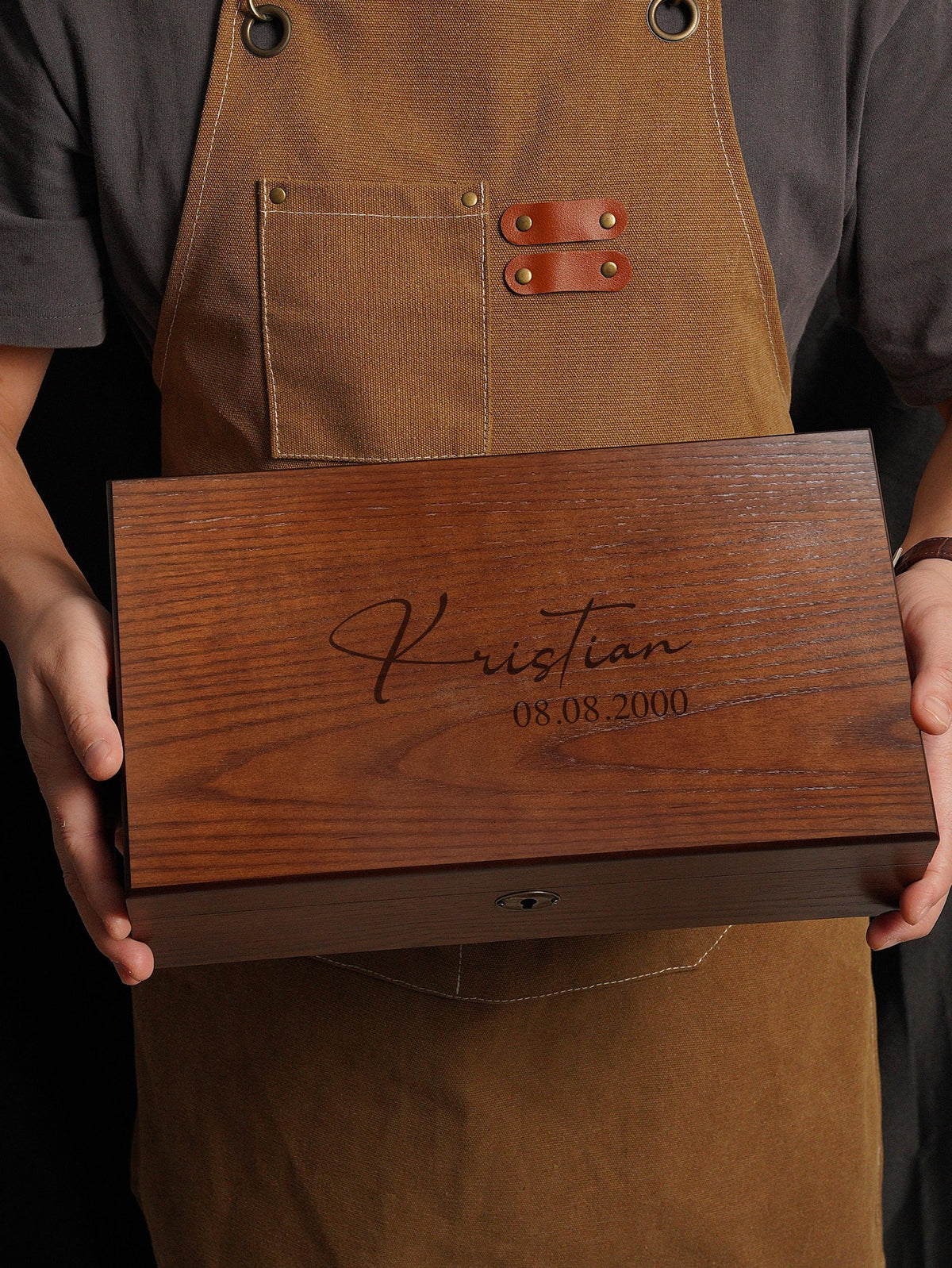 Custom Wood Watch Box, Personalized Mens Watch Box for Men,Engraved Glass Lid Case for 6 Watches, Gift for Men Father's Day Gift
