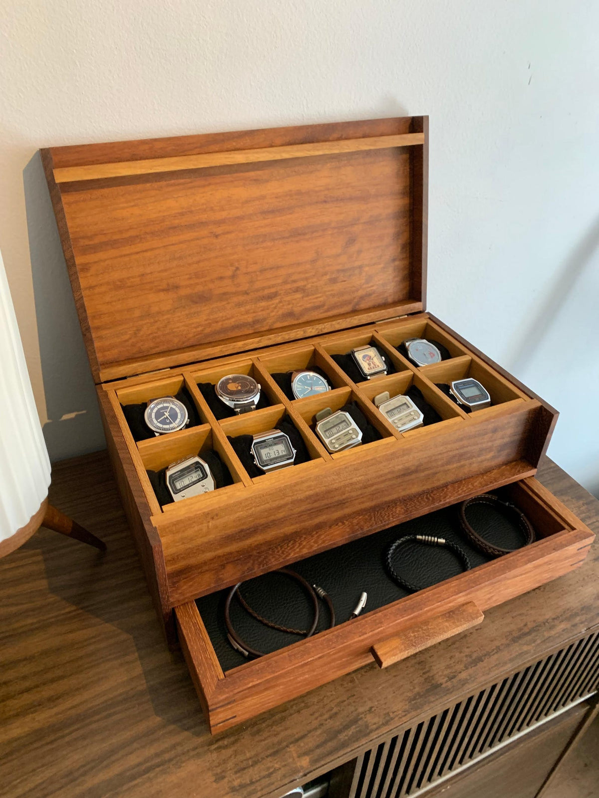 x10 watch box with drawer wood MCM watch box rolex watch box wood wooden watch box watch storage box watch box case personalized watch box