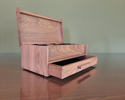Handmade Wood Watch Box with Drawer, MCM Style, Personalized