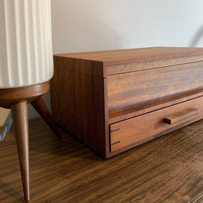 Handmade Wood Watch Box with Drawer, MCM Style, Personalized