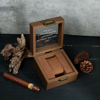 Watch Box w/ Glass Top & Pillow - Custom Wood Box, Wedding Day Gift Father of the Bride Groom Husband from Bride,Groomsman Gift,Mens Gift