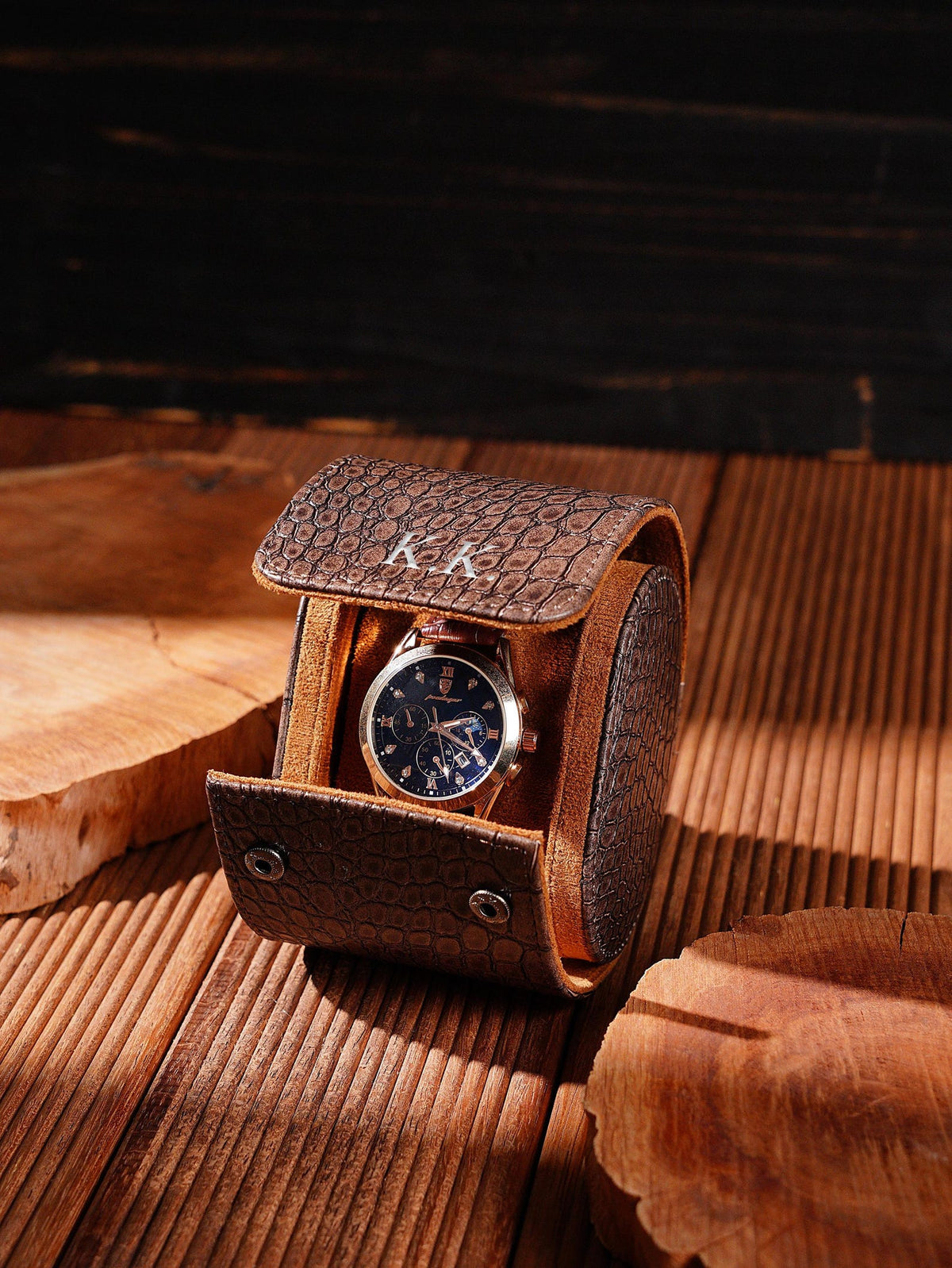 Custom Travel Watch Case,Personalized Luxury Leather Watch Roll,4 Solts Watch Box Gift For Men, Best Man Gift,Father's Day Gift