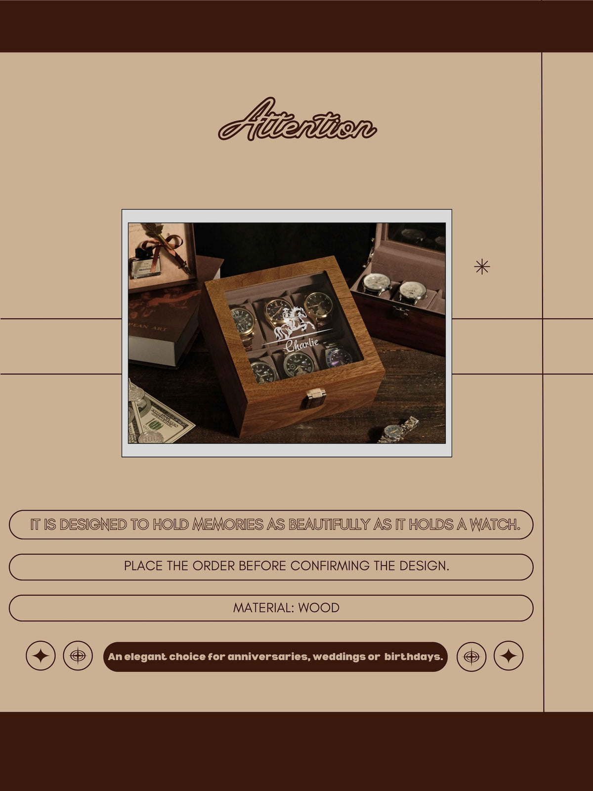 Personalized Walnut Wood Watch Box Engraved Glass Watch Case Graduation Gift for Him Gift for Boyfriend Husband Son or Graduate