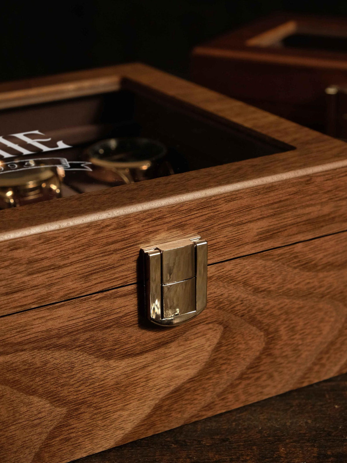 Personalized Walnut Wood Watch Box Engraved Glass Watch Case Graduation Gift for Him Gift for Boyfriend Husband Son or Graduate