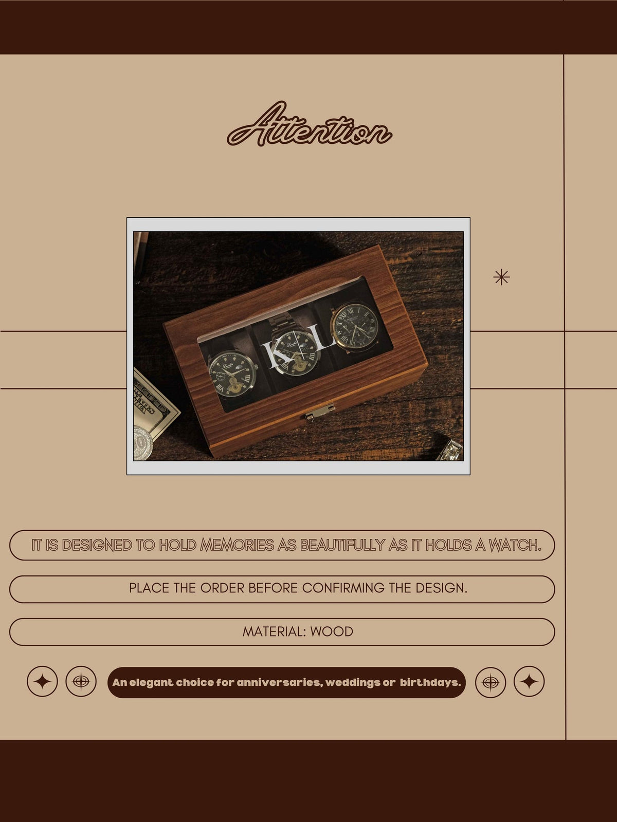 Personalized Walnut Wood Watch Box Engraved Glass Watch Case Graduation Gift for Him Gift for Boyfriend Husband Son or Graduate