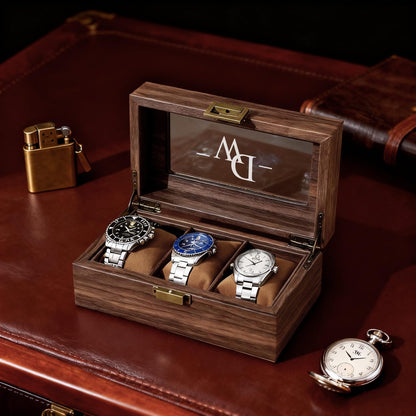 Personalized leather Watch Box, Customized Watch Storage Jewelry Box, Unique gift for men, anniversary gift for him, Birthday gift for Dad