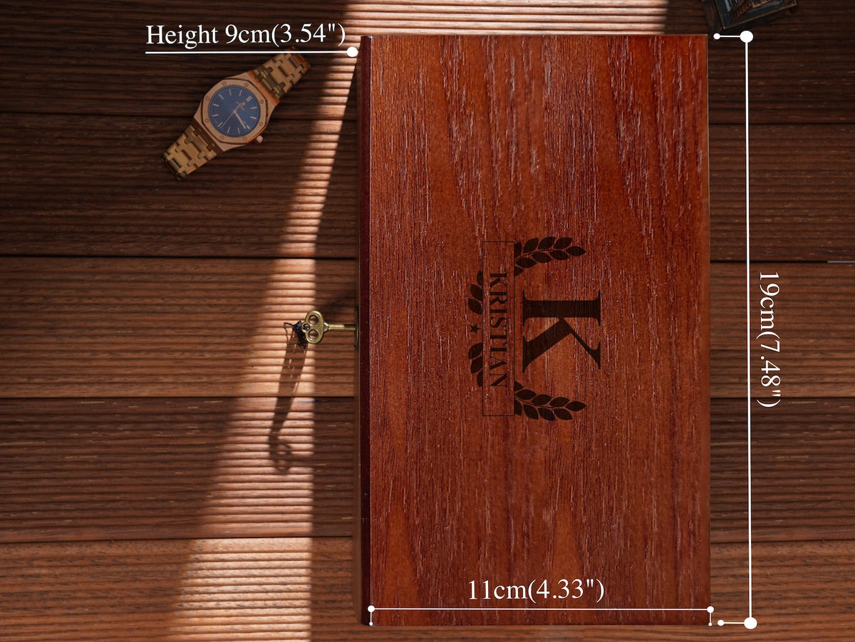 Personalized Wooden Watch Box with Lock & Key, Custom Watch Display Case for Men 6 Slot,Gift for Him,Valentine's Day Gifts