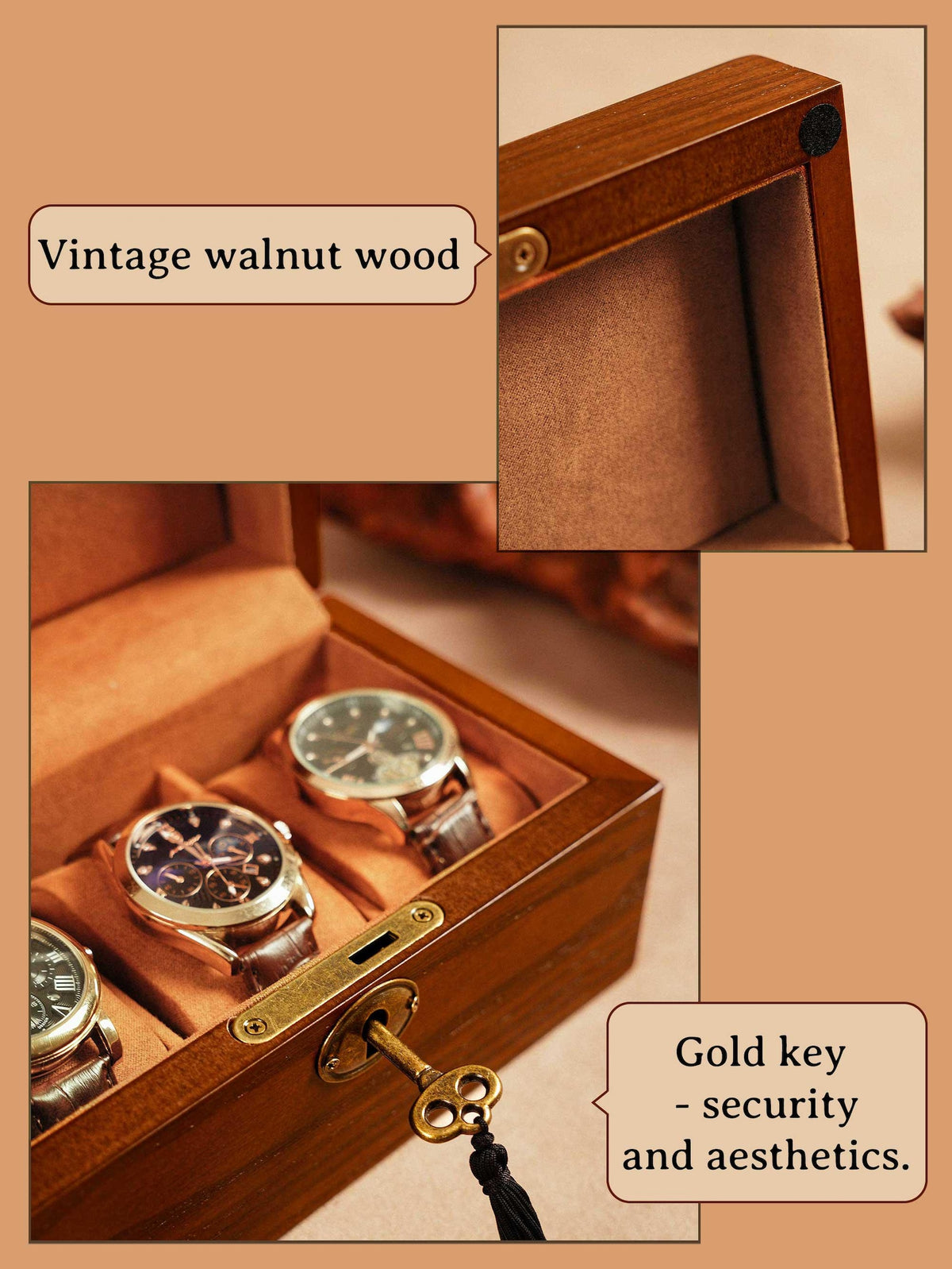 Personalized Wood Watch Box, 6 Slots Watch Box Display For Men, Custom Watch Storage Case, Boyfriend Birthday Gifts, Christmas Gift For Him