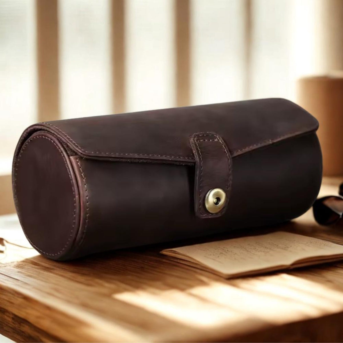 Leather Watch Organizer Case, Travel Watch Box Gift For Him, Christmas Gift, Vintage Cufflink Storage, Minimalist Eco Friendly Roll