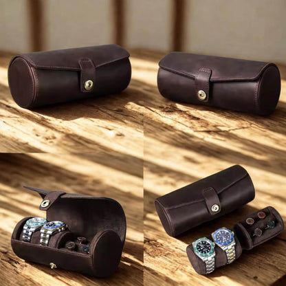 Leather Watch Organizer Case, Travel Watch Box Gift For Him, Christmas Gift, Vintage Cufflink Storage, Minimalist Eco Friendly Roll