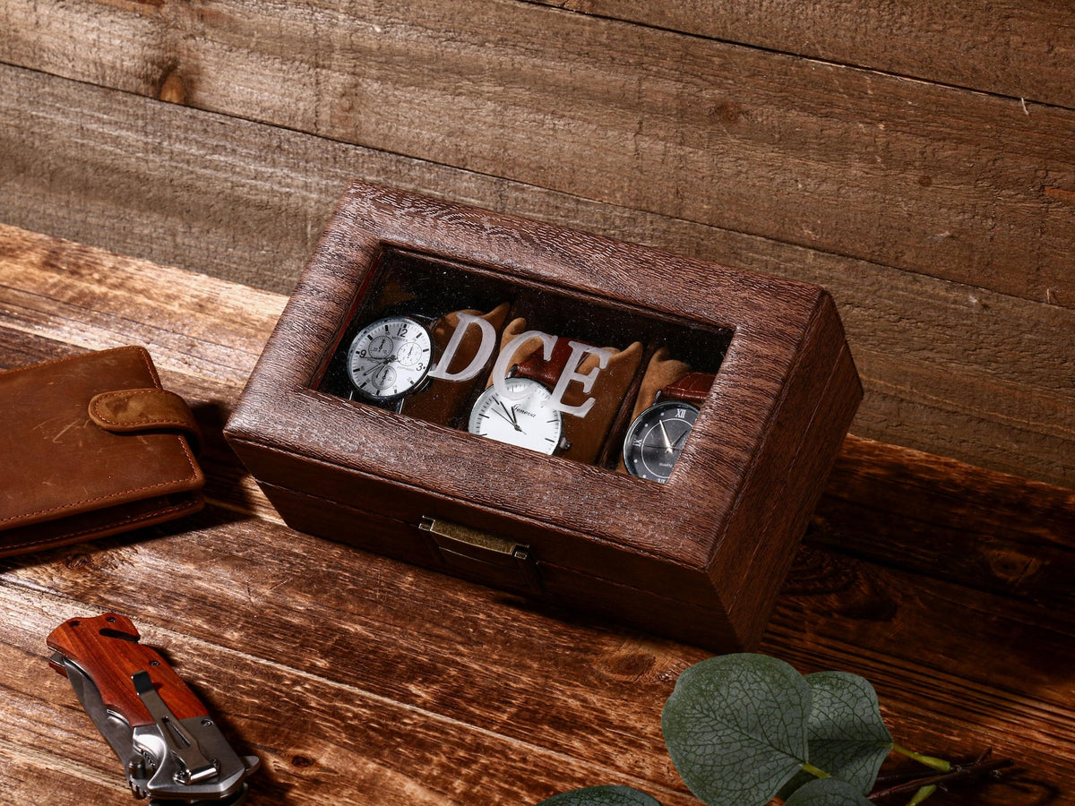 Custom Engraved Watch Box,Personalized Watch Case, Men watch Jewelry box, Gift for husband,Birthday Gift for Friend,Anniversary Gift for Men