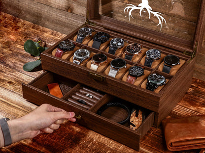 Custom Engraved Watch Box,Personalized Watch Case, Men watch Jewelry box, Gift for husband,Birthday Gift for Friend,Anniversary Gift for Men