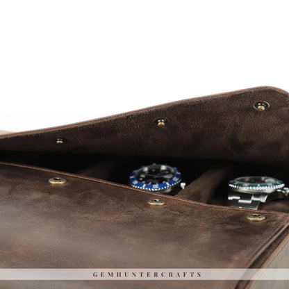 24 Slot Crazy Horse Leather Watch Box – Vintage Display Case