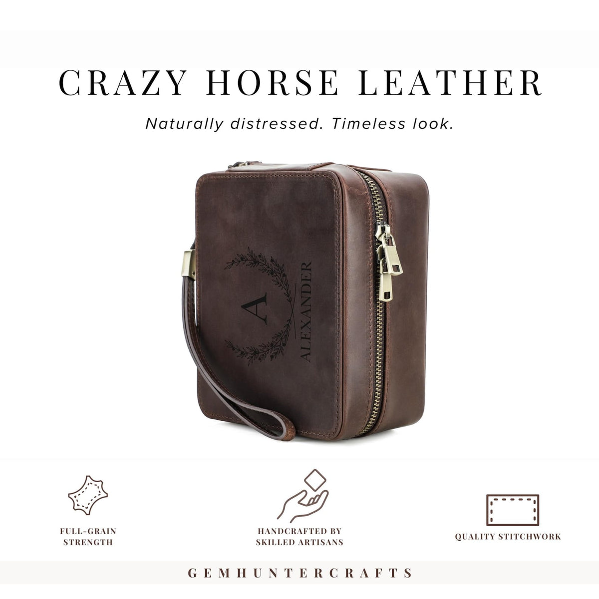 Leather Watch Travel Case – Handmade Jewelry Organizer, Sunglasses Storage