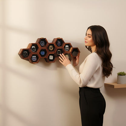 Wall Mounted Wooden Watch Box for Men and Women, Jewelry Storage Case, Watch Organizer, Anniversary & Birthday Gift - Rosewood Crafted