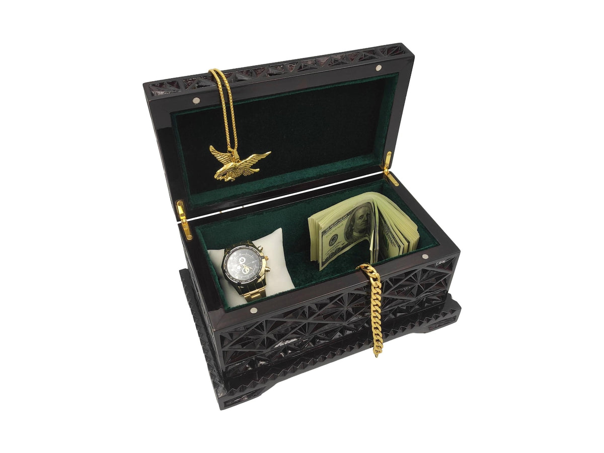 Walnut Valet Box - Geometric Watch Organizer Gift