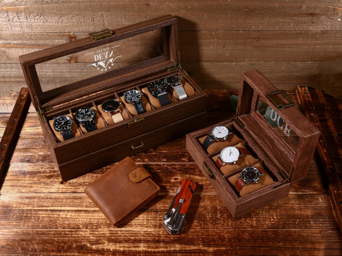Custom Engraved Watch Box,Personalized Watch Case, Men watch Jewelry box, Gift for husband,Birthday Gift for Friend,Anniversary Gift for Men
