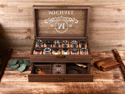 Custom Engraved Watch Box,Personalized Watch Case, Men watch Jewelry box, Gift for husband,Birthday Gift for Friend,Anniversary Gift for Men
