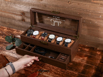 Custom Engraved Watch Box,Personalized Watch Case, Men watch Jewelry box, Gift for husband,Birthday Gift for Friend,Anniversary Gift for Men