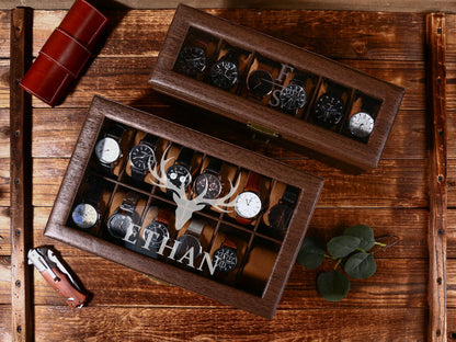 Custom Engraved Watch Box,Personalized Watch Case, Men watch Jewelry box, Gift for husband,Birthday Gift for Friend,Anniversary Gift for Men