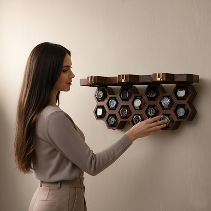 Wall Mounted Wooden Watch Box for Men and Women, Jewelry Storage Case, Watch Organizer, Anniversary & Birthday Gift - Rosewood Crafted