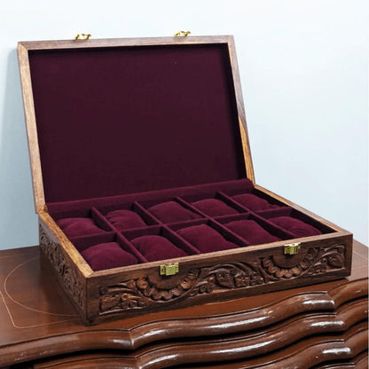 Custom Engraved Wooden Watch Box | Velvet Lined Storage Watch Organizer