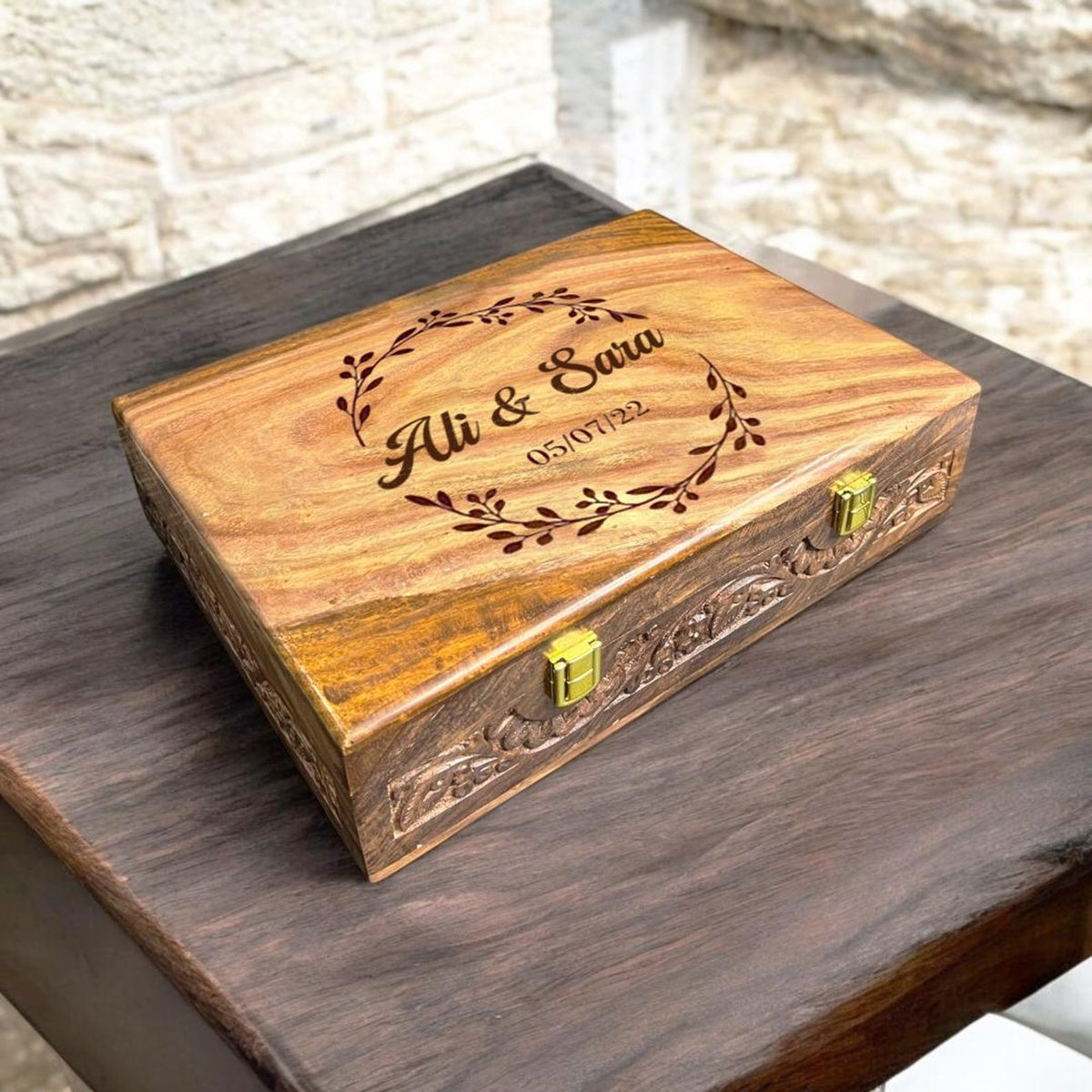 Custom Engraved Wooden Watch Box | Velvet Lined Storage Watch Organizer