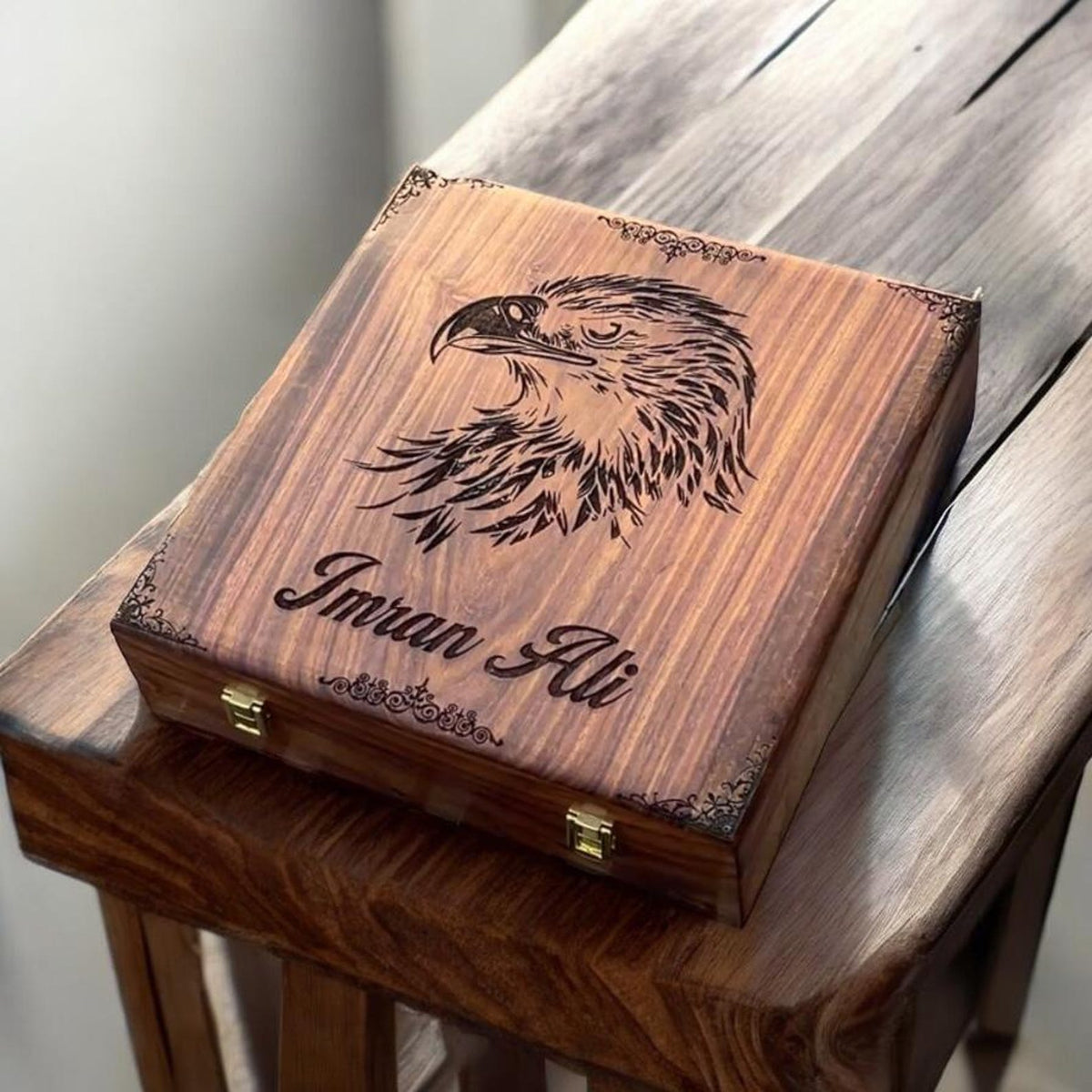 Custom Engraved Wooden Watch Box | Velvet Lined Storage Watch Organizer