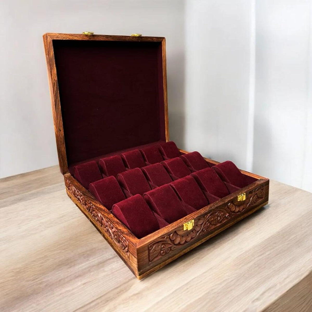 Custom Engraved Wooden Watch Box | Velvet Lined Storage Watch Organizer