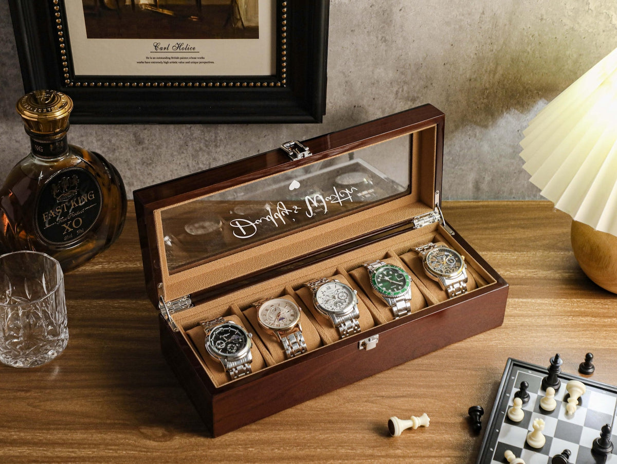 Personalized Watch Box, Custom Watch Storage, Watch Box for Men, Valentines Day Gift, Anniversary Gift, Gift For Husband, Gift For Men
