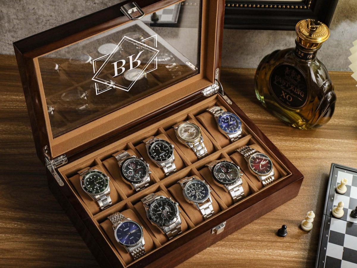 Personalized Watch Box, Custom Watch Storage, Watch Box for Men, Valentines Day Gift, Anniversary Gift, Gift For Husband, Gift For Men
