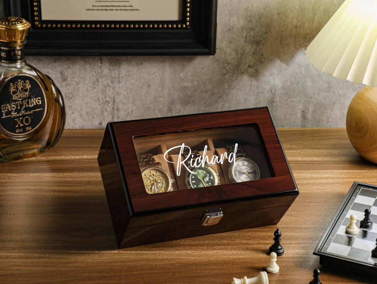 Personalized Watch Box, Custom Watch Storage, Watch Box for Men, Valentines Day Gift, Anniversary Gift, Gift For Husband, Gift For Men