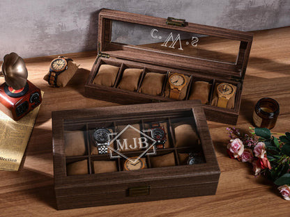 Personalized Leather Watch Box, Custom Engraved Watch Case, Watch Storage, Anniversary Gift, Gifts for Husband