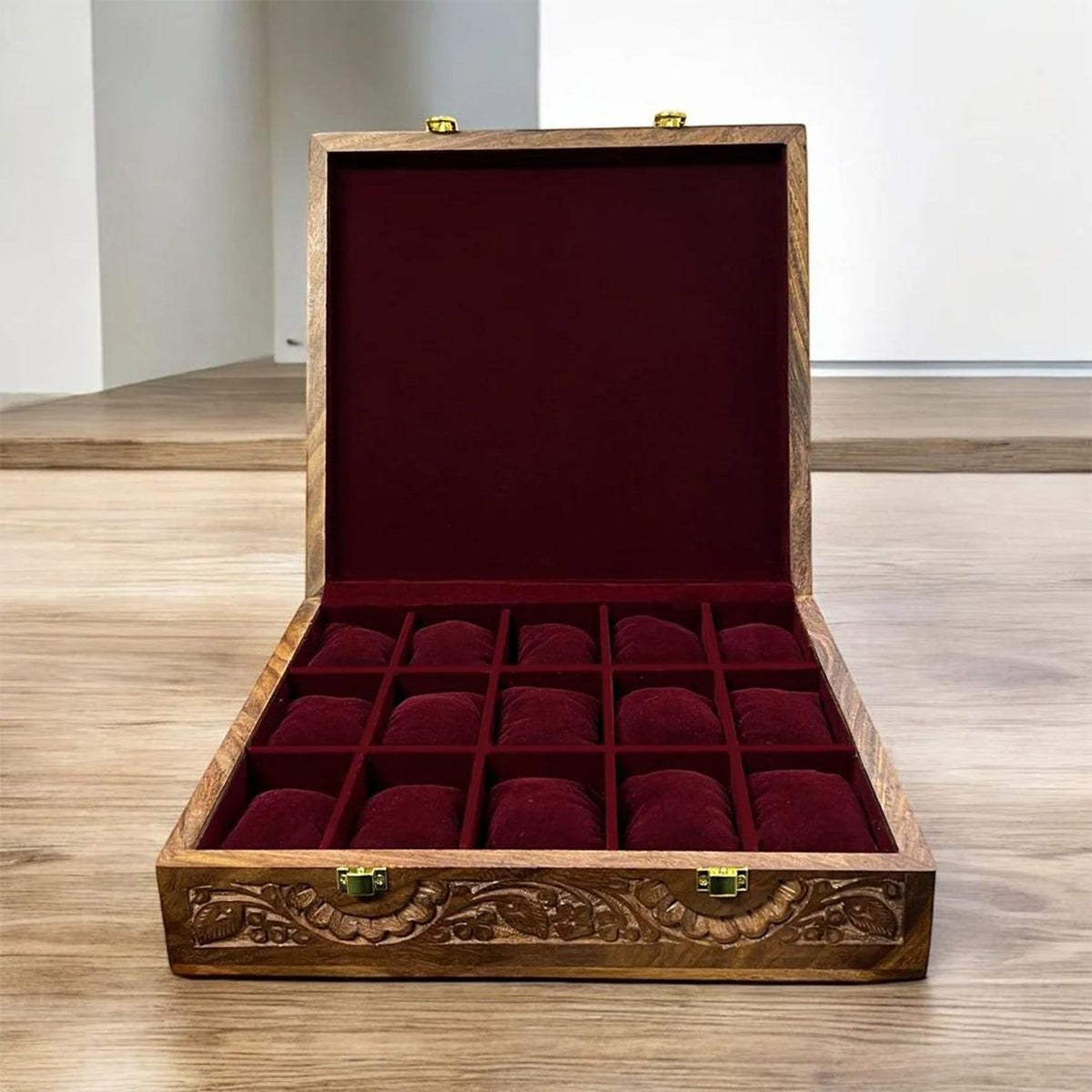 Custom Engraved Wooden Watch Box | Velvet Lined Storage Watch Organizer